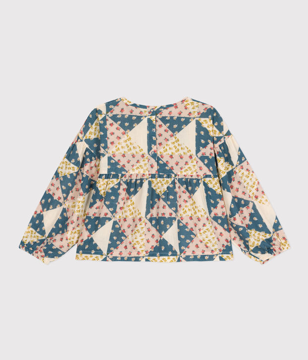 Blusa in garza di cotone bambina rosa/multicolore