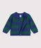 Cardigan in maglia di misto lana e cotone a righe neonato multicolore/verde
