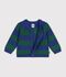 Cardigan in maglia di misto lana e cotone a righe neonato multicolore/verde