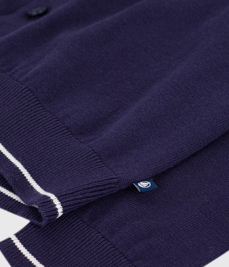 Cardigan in cotone tinta unita bambino blu