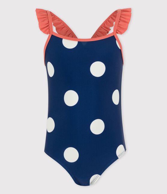 Costume intero bambina a pois blu MEDIEVAL/bianco MARSHMALLOW