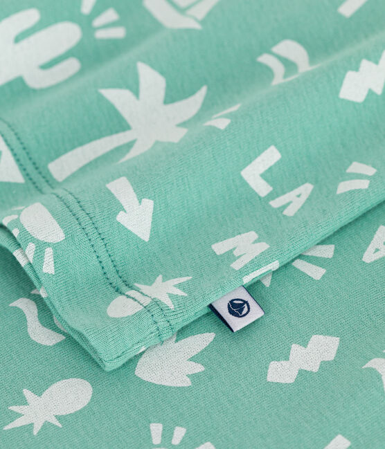Pigiama corto in cotone con stampa bambino verde ALOEVERA/bianco MARSHMALLOW