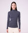 Dolcevita in cotone a righe donna blu/bianco