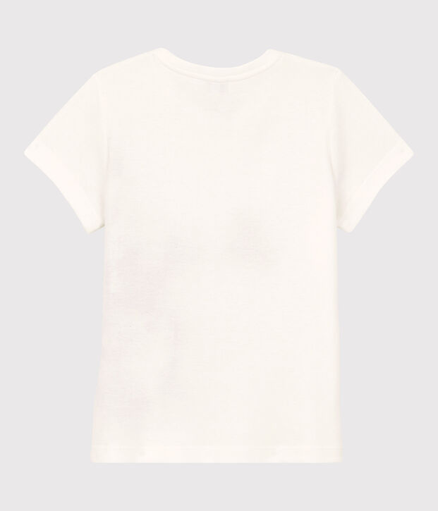 T-shirt a maniche corte in cotone bambina bianco/rosso