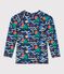 T-shirt da bagno anti-UV a maniche lunghe con stampa bambino blu/multicolore