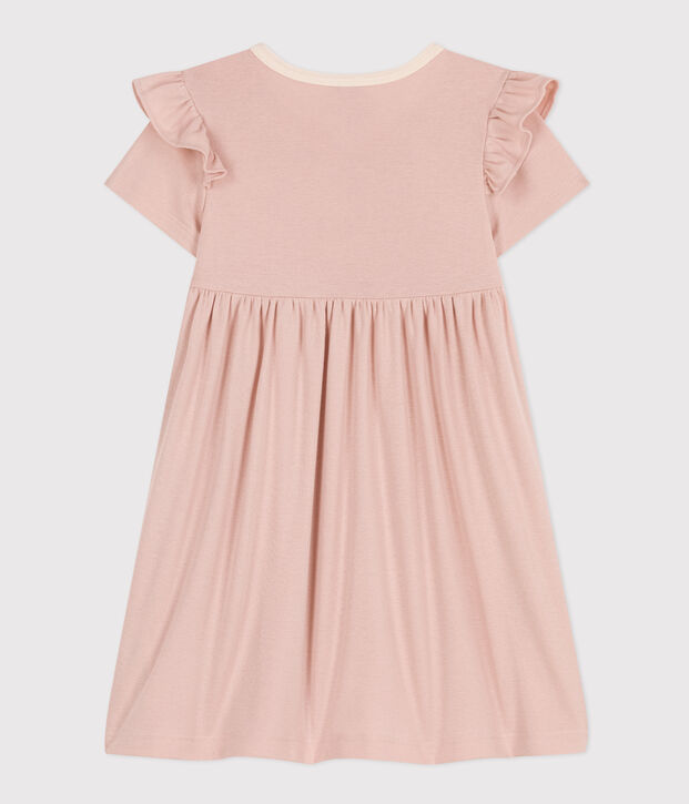 Abito bambina a maniche corte in cotone rosa