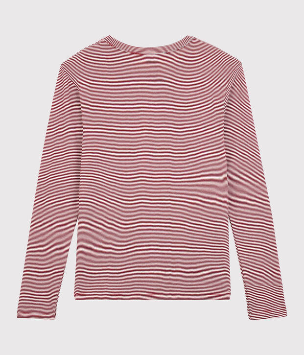 T-shirt girocollo iconica in cotone a righe Donna rosso/bianco