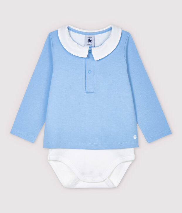 Body camicia con collo beb&egrave; maschio blu