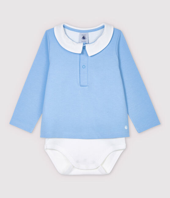 Body camicia con collo bebè maschio blu JASMIN