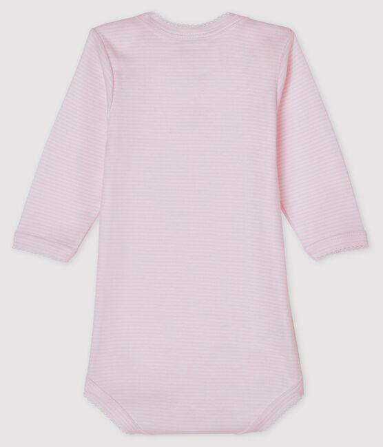 Body manica lunga bebè femmina rosa VIENNE/bianco ECUME