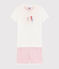 Pigiama corto cavallucci marini bambina in cotone bianco MARSHMALLOW/rosa GRETEL