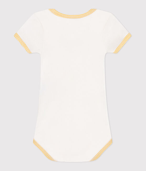 Body a maniche corte in cotone con stampa neonato bianco MARSHMALLOW