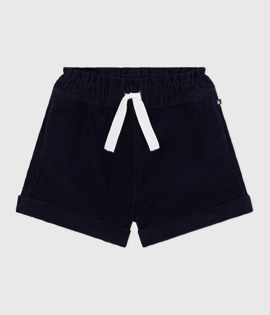 Short bambina in velluto tinta unita blu SMOKING