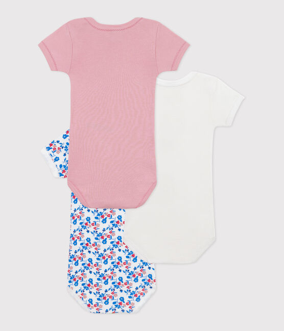 Set da 3 body a maniche corte in cotone a fiori neonato variante 1