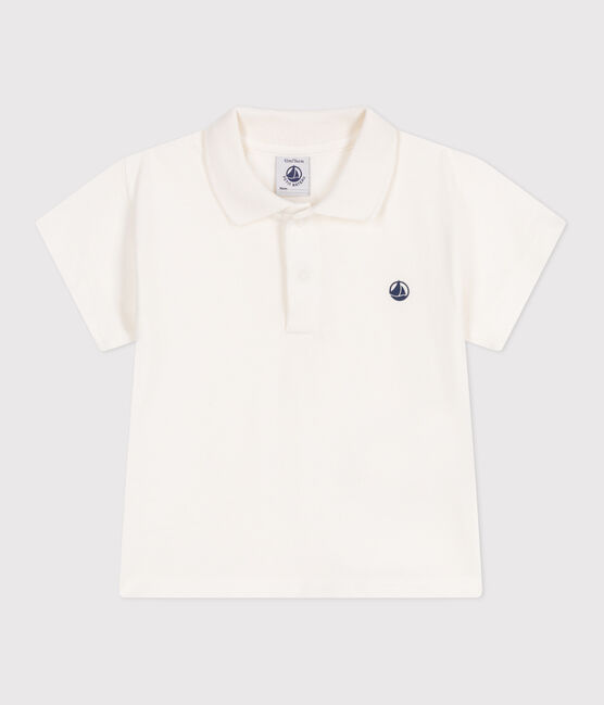 Polo a maniche corte in cotone tinta unita neonato bianco MARSHMALLOW