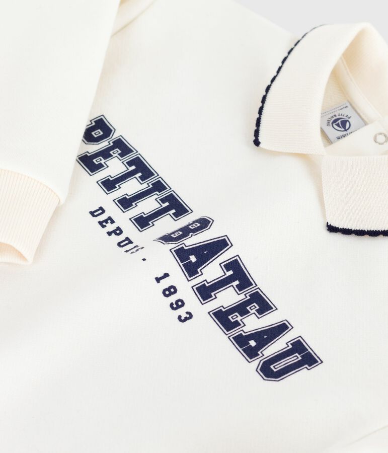 Felpa in cotone stampato bambino ecru