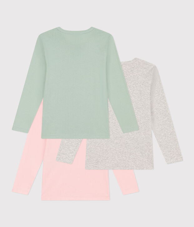 Confezione da 3 T-shirt a maniche lunghe in cotone bambina multicolore