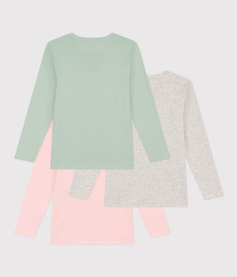 Confezione da 3 T-shirt a maniche lunghe in cotone bambina multicolore