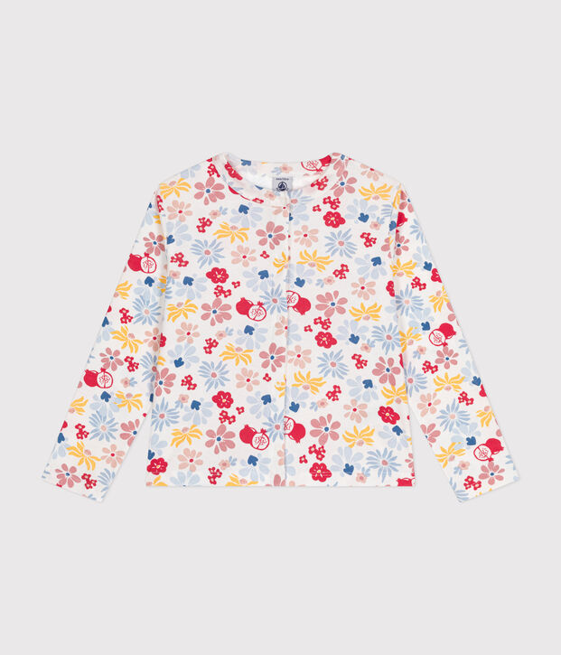 Cardigan in tessuto a costine bambina bianco/multicolore