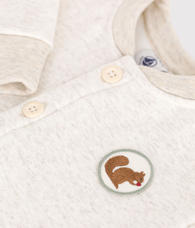 Tutina lunga in tessuto felpato morbido e caldo neonato beige