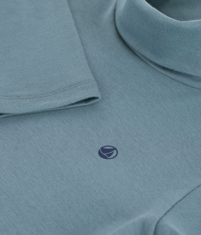 Dolcevita in cotone tinta unita bambino blu