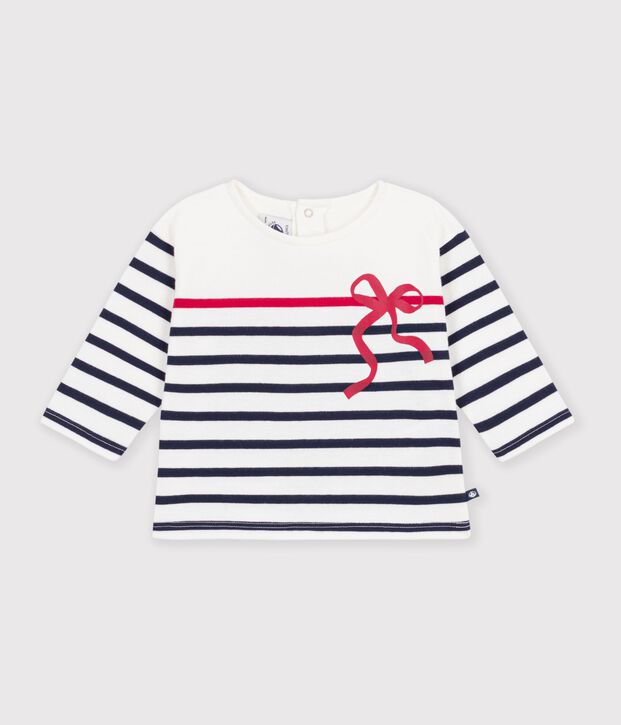 Marini&egrave;re in cotone neonato bianco/multicolore