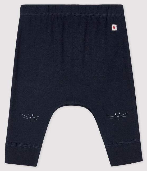 Legging testa di gatto per bebè a costine blu SMOKING