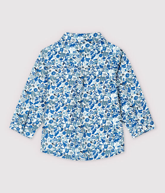 Camicia a manica lunga in popeline bebè maschio. bianco MARSHMALLOW/bianco MULTICO