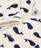 Tutina pigiama bebé in ciniglia con balene beige MONTELIMAR/blu MEDIEVAL