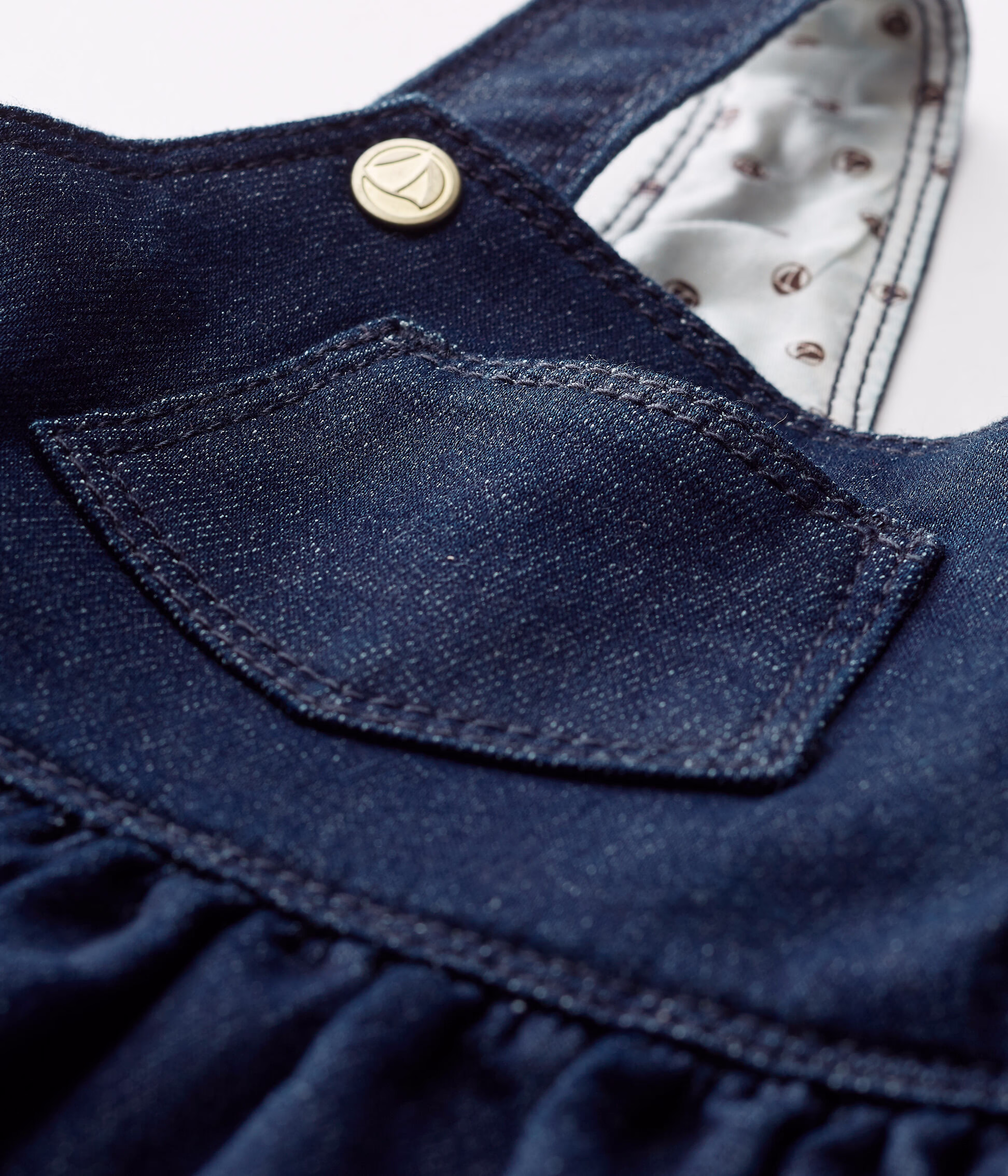 Abito salopette bambina in maglia effetto denim MEDIEVAL ECRU CN