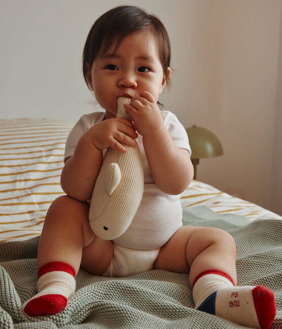 Copertina e doudou in tricot per neonato HERBIER/MARSHMALLOW
