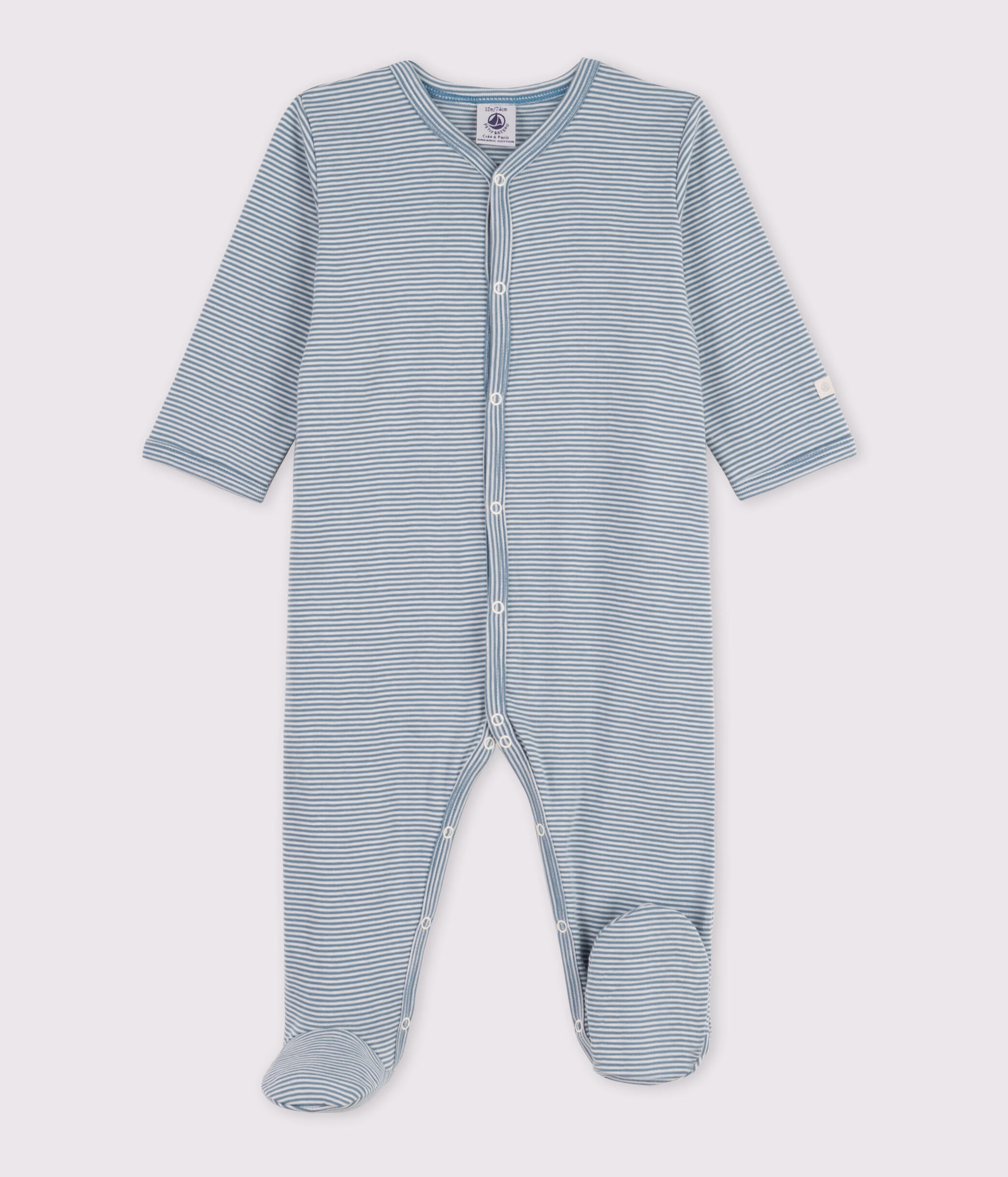 Tutina pigiama millerighe di cotone per neonati A057E01