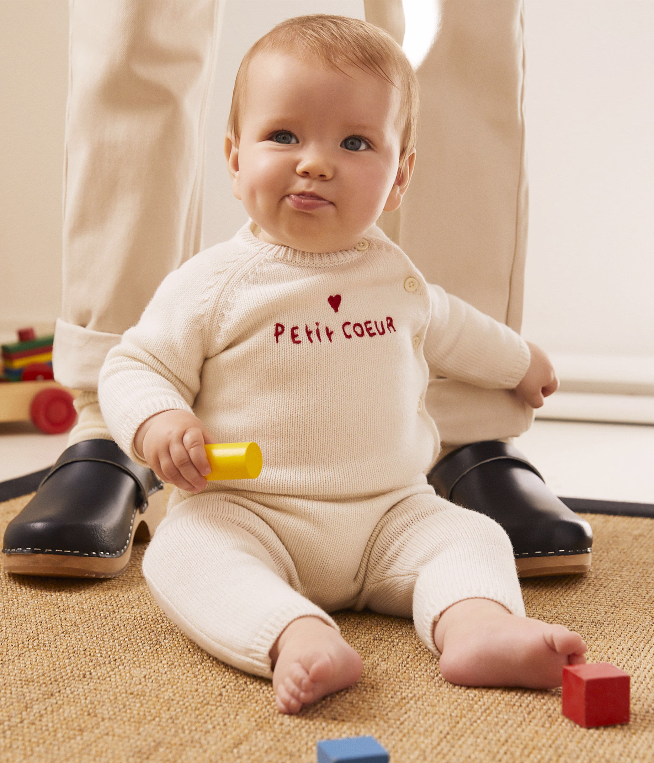 Completo 2 pezzi beb in maglia di lana e cotone MARSHMALLOW