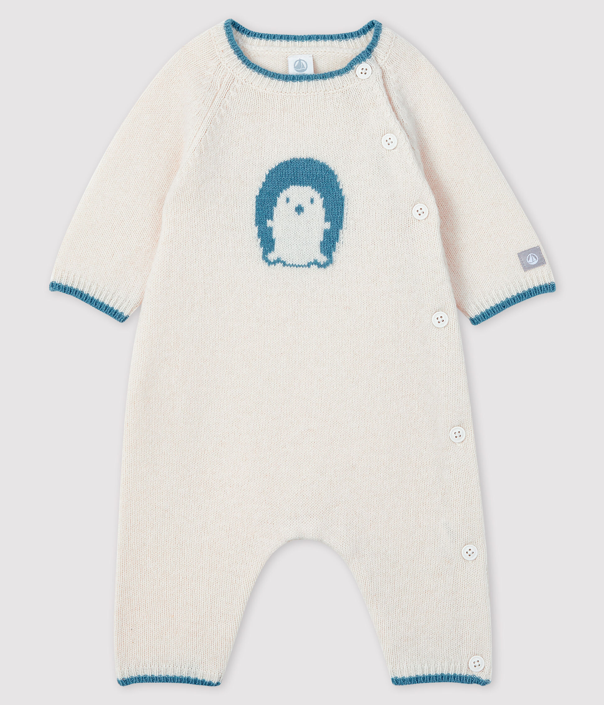 Tutina lunga da neonato jacquard in maglia tricot MARSHMALLOW