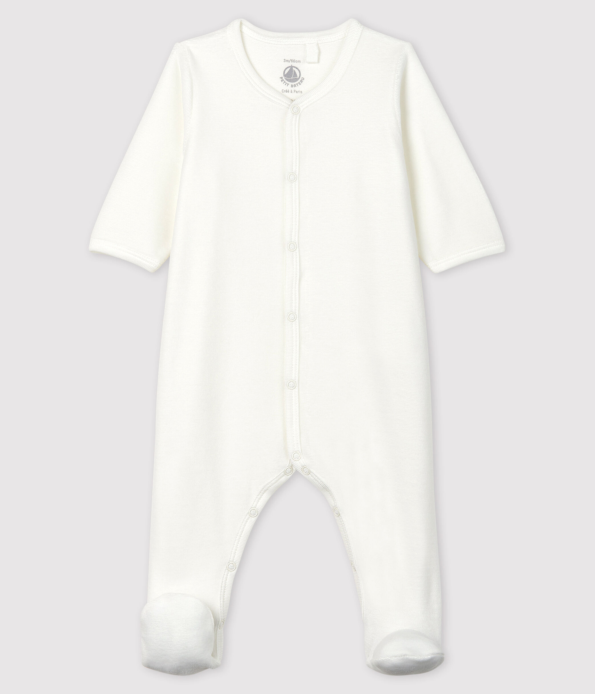 Tutina bianca in ciniglia di cotone biologico con serigrafia Petit Bateau A02AK03