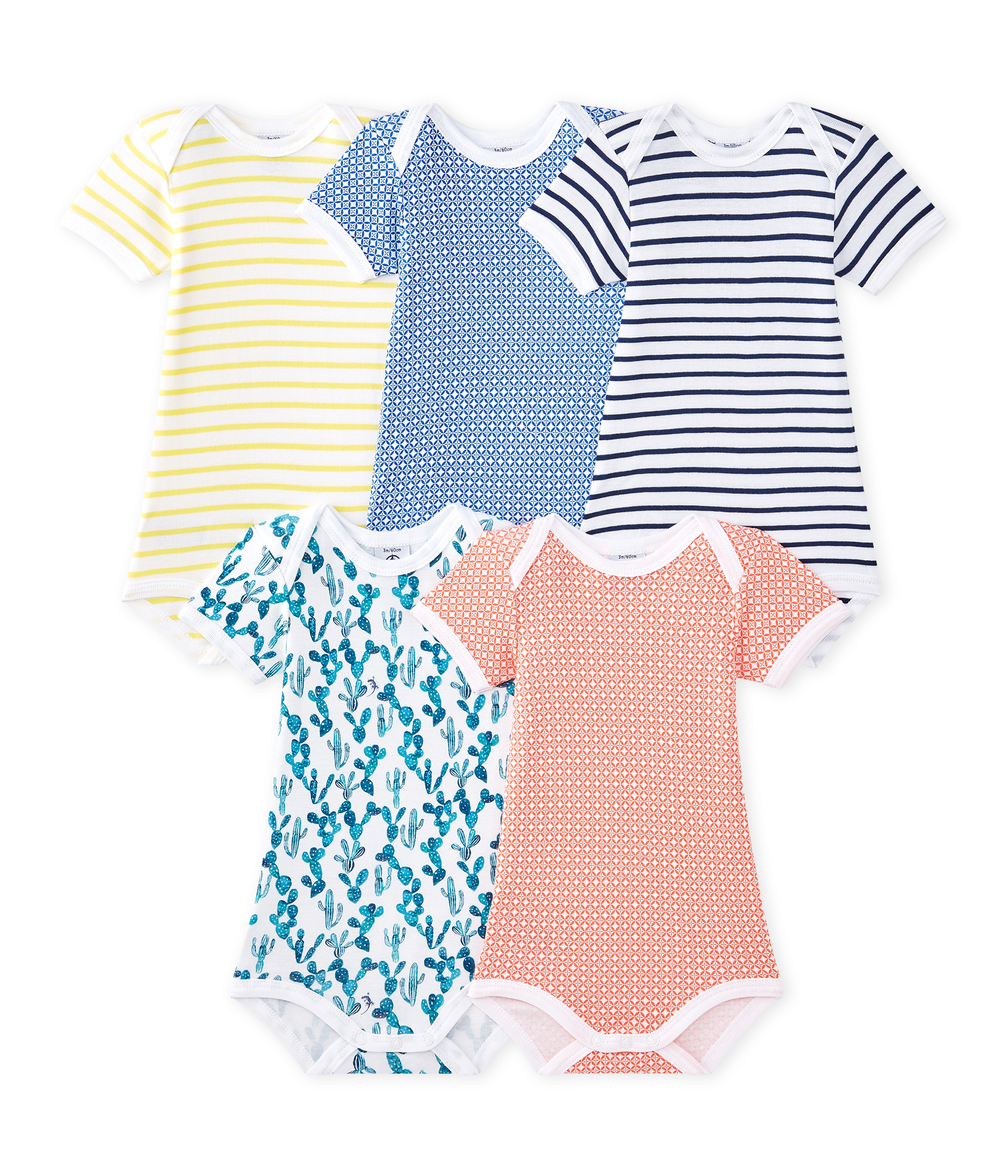 Petit Bateau Body Maniche Corte Unisex 5 Pezzi: Classico, Lavabile In Lavatrice, Scollo "Noi"