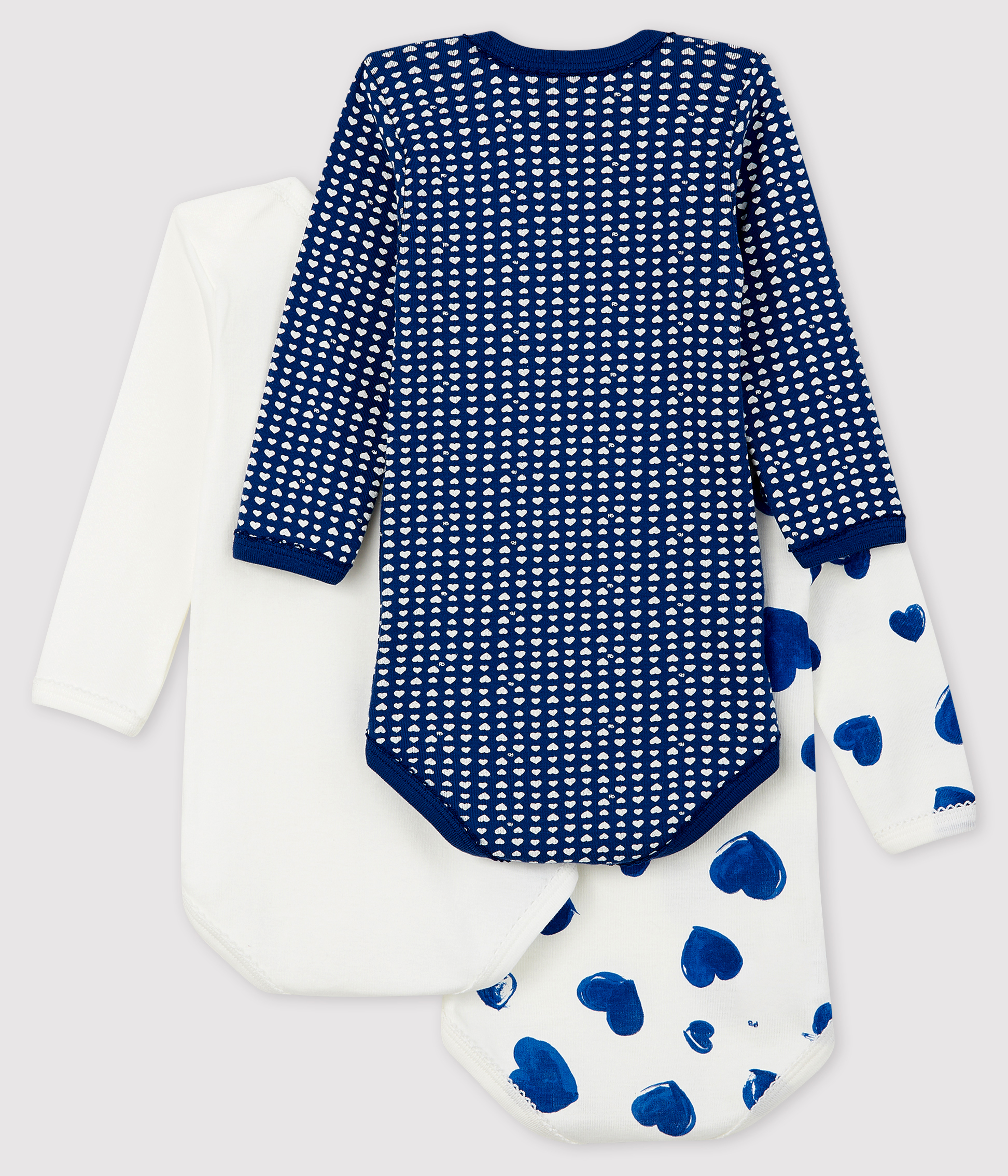 Petit Bateau Pacco Da 3 Body Manica Lunga Neonato, Unisex, Cotone Morbido, Taglia 0-3 Mesi, Variante 2 - 2
