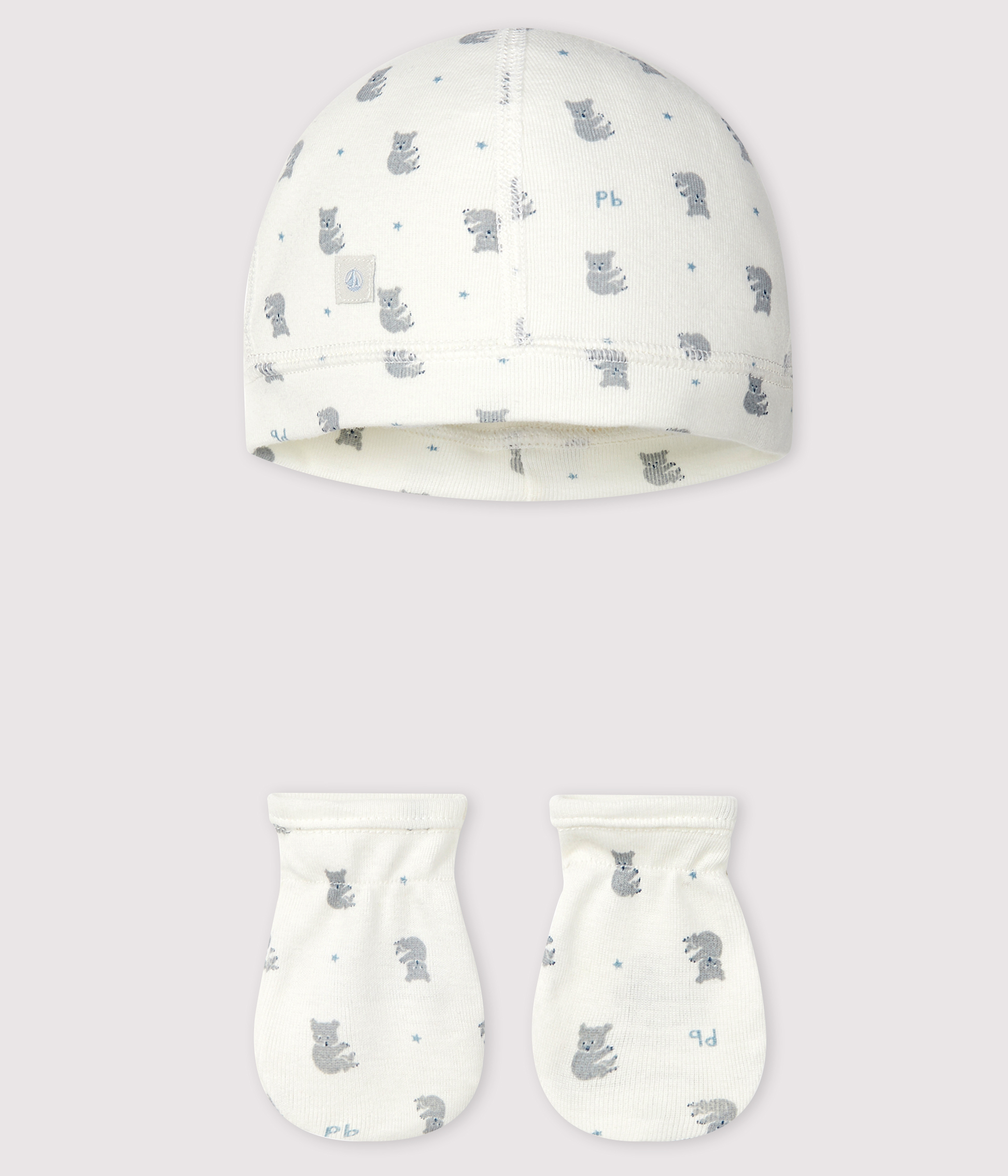 Confezione con cappellino nascita e muffole neonato a coste variante 2 |  Petit Bateau
