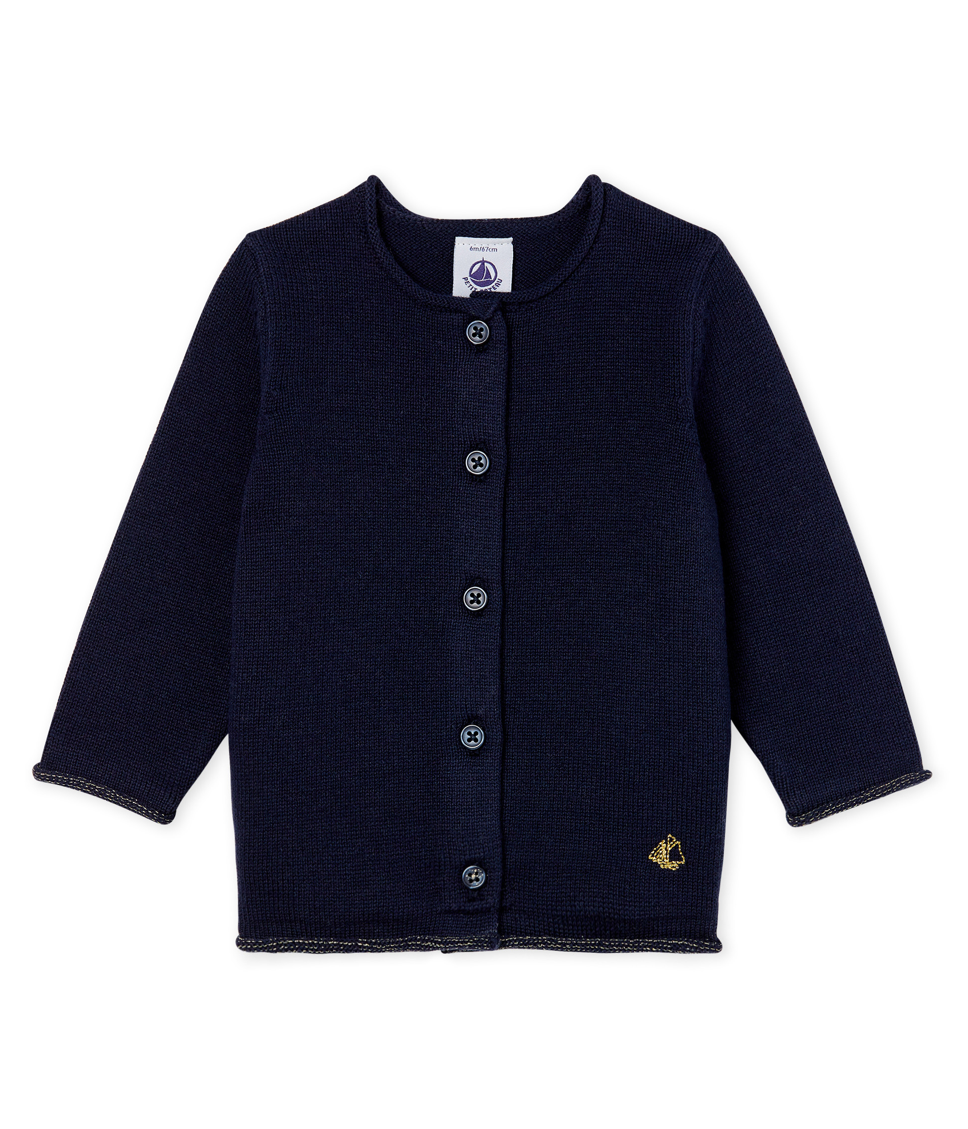 Cardigan essenziale bambina in maglia di lana e cotone