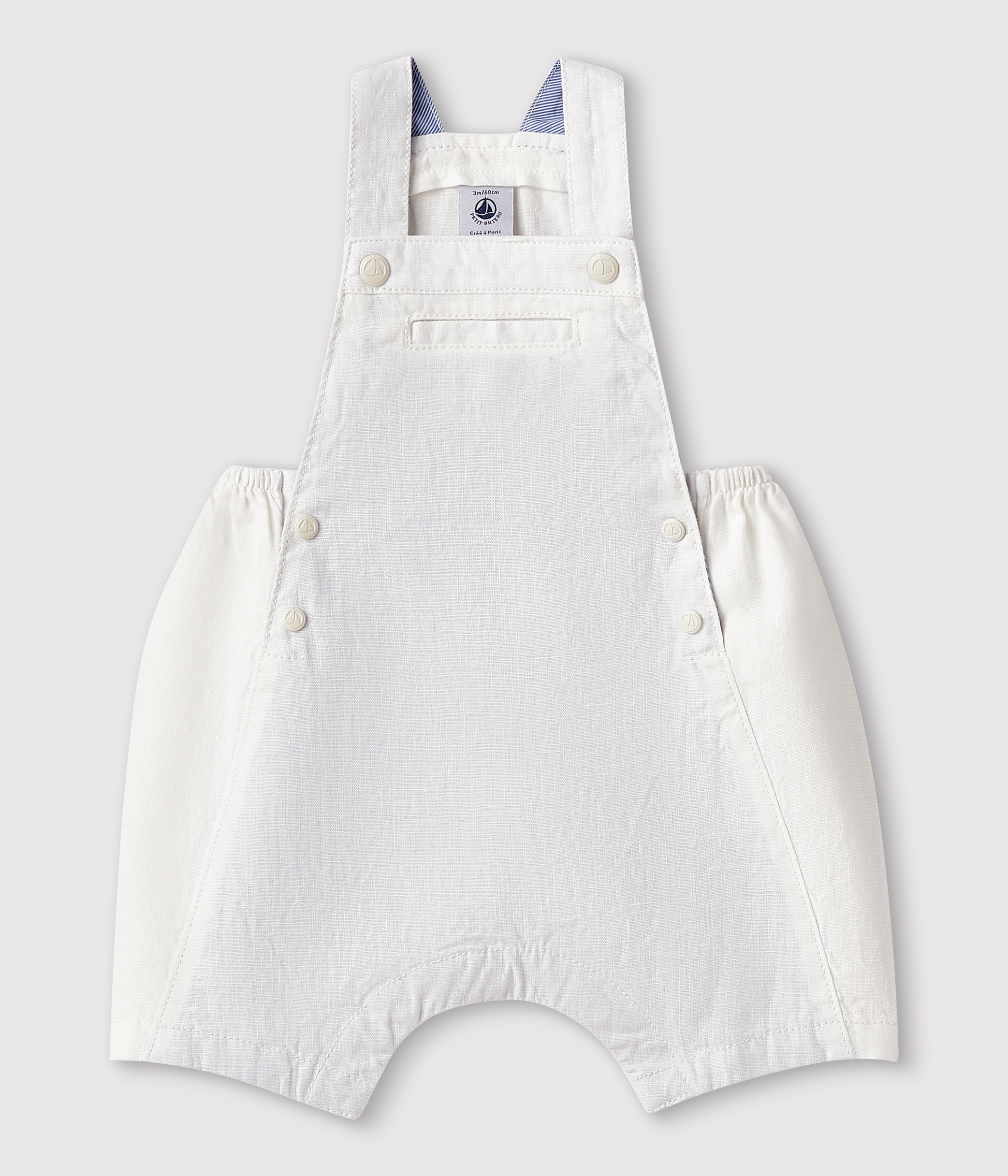 Salopette corta bebè maschio in lino MARSHMALLOW | Petit Bateau