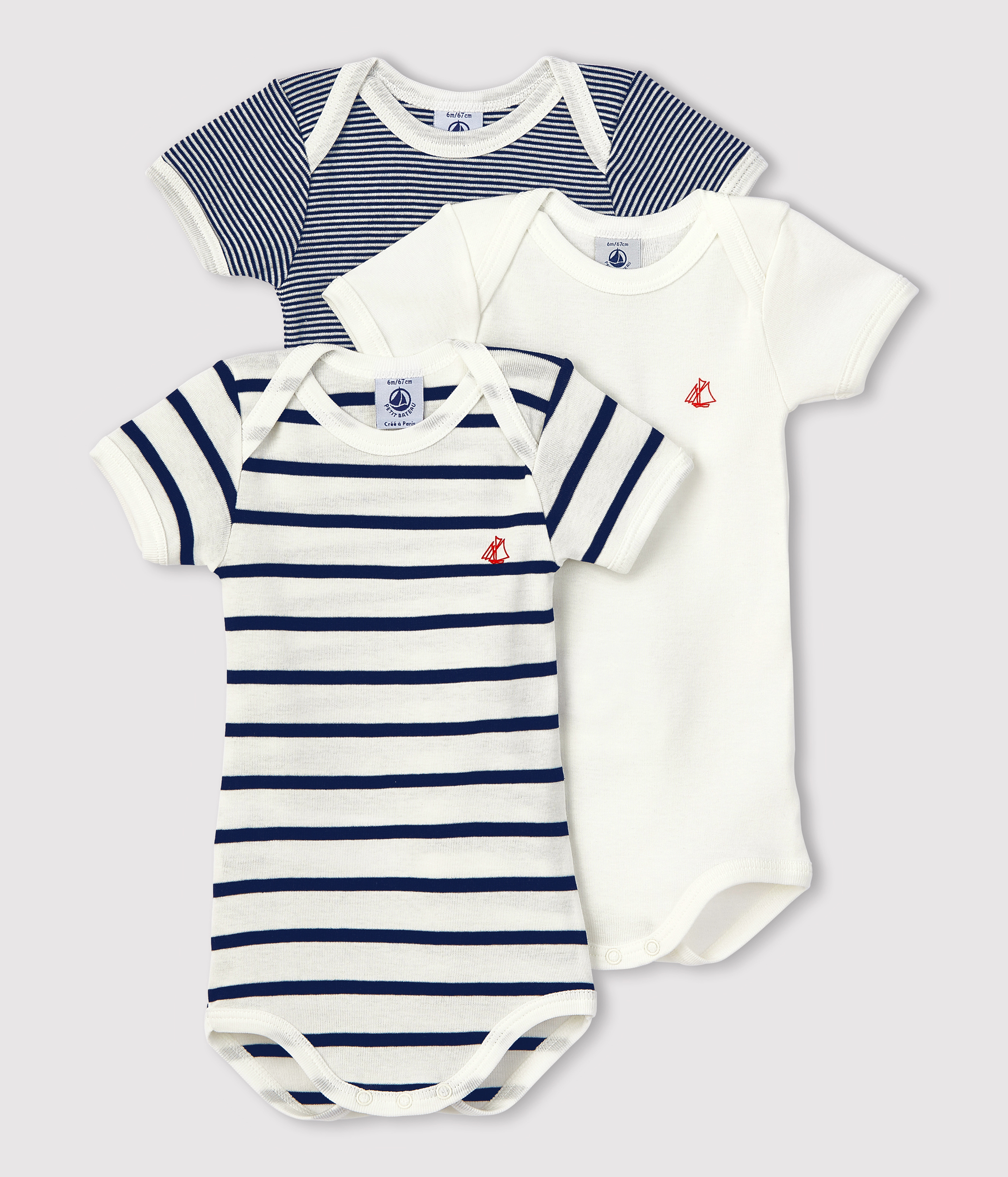 Petit Bateau Body Neonato Manica Corta - Pacco Da 2 Unisex In Cotone Biologico