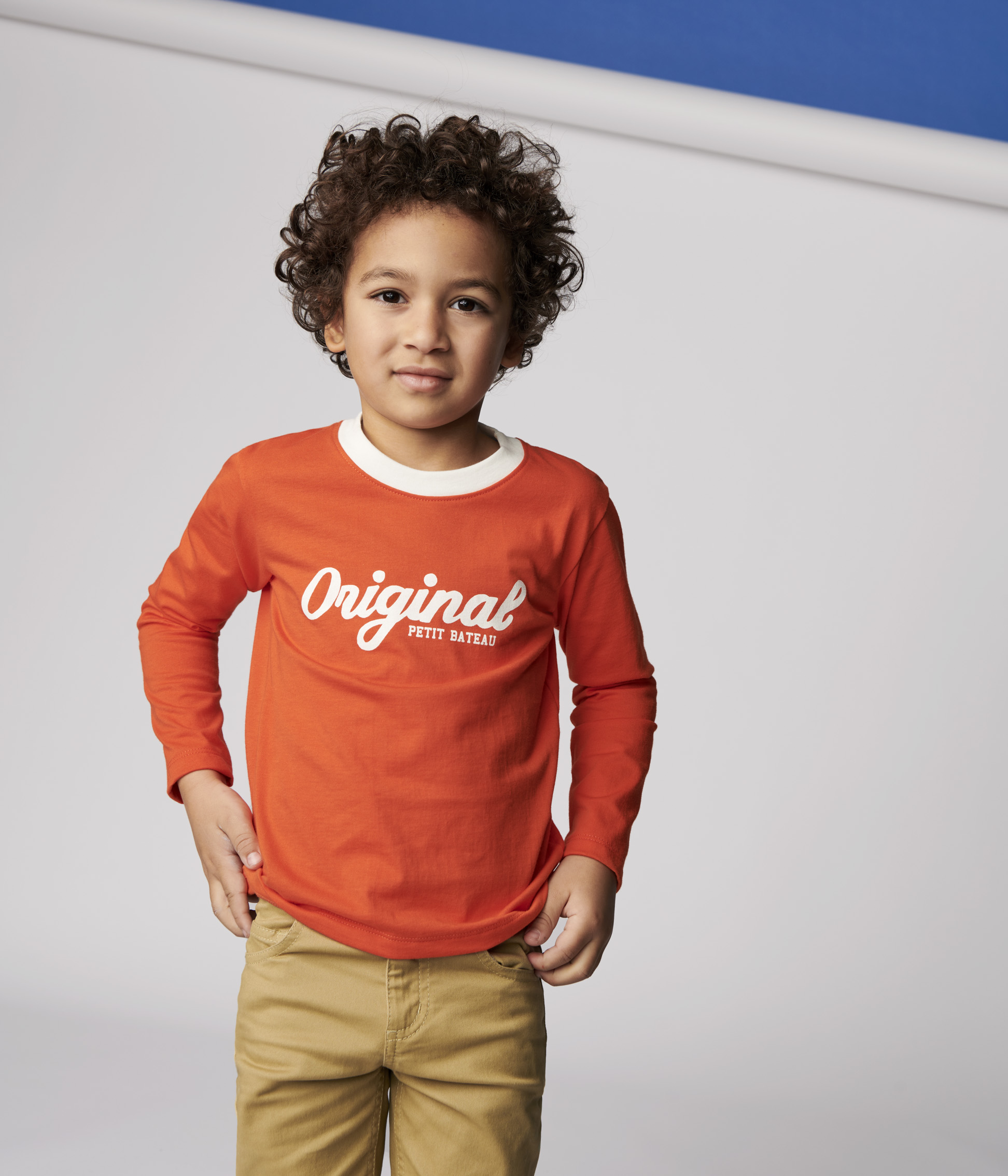 T-shirt bambino a maniche lunghe in cotone CAROTTE | Petit Bateau