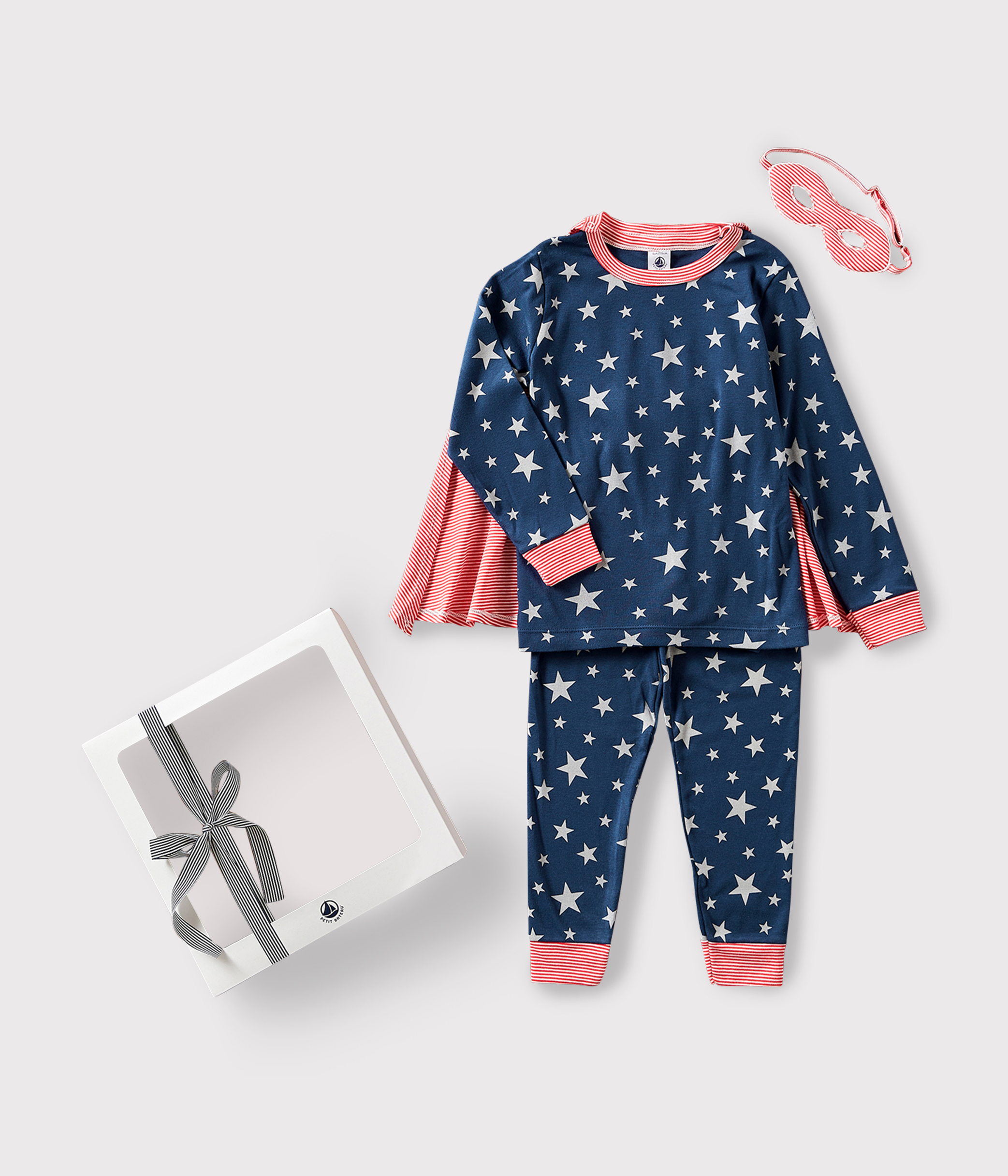 Petit Bateau Pigiama Manica Lunga Per Bambine E Ragazze, Modello MAR/CO2A, Colore Marshmallow/Corrida - 2