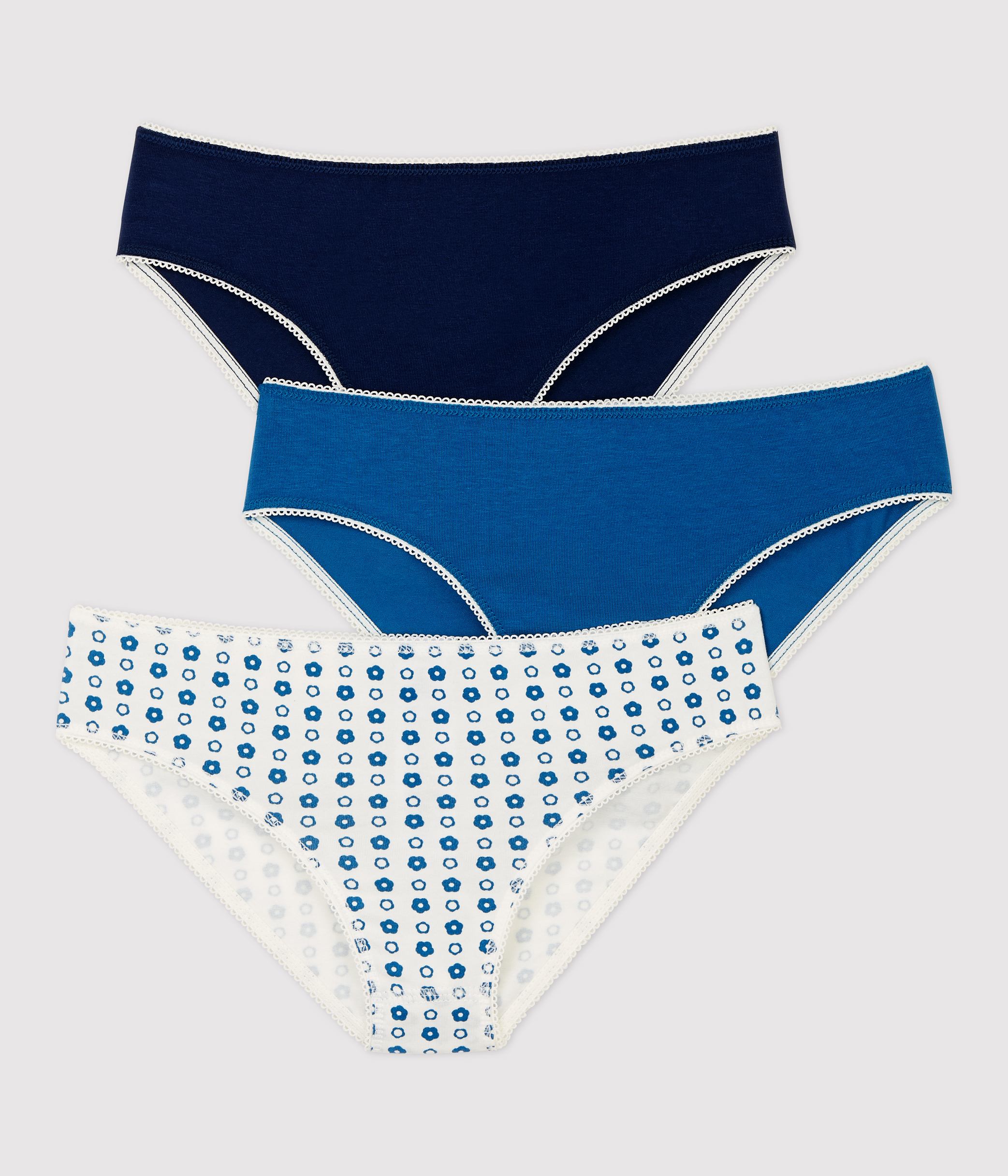 Confezione da 3 slip ragazza a fiori in cotone biologico e elastan