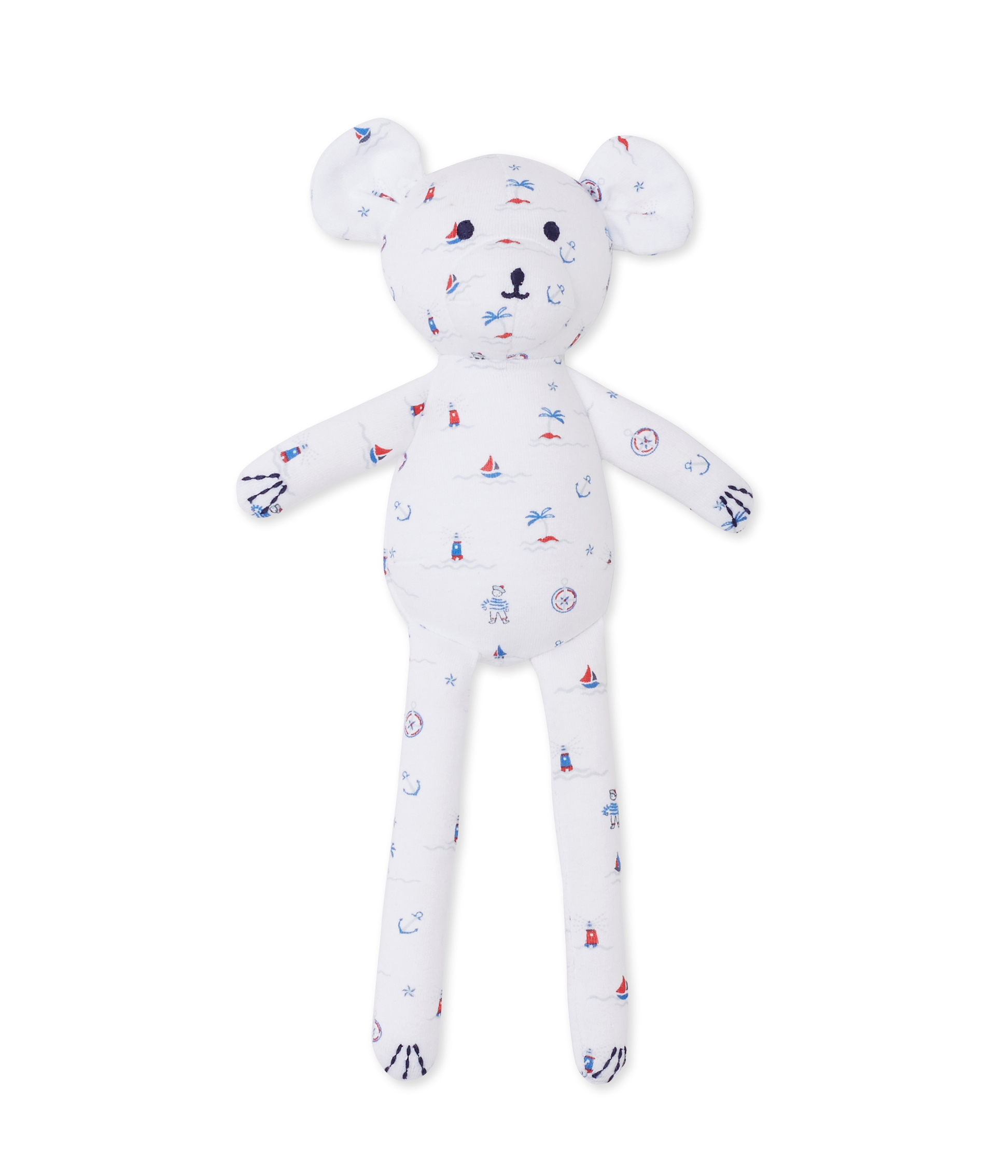 Doudou Bebe Ourson Imprime Ecume Delft Multico Petit Bateau
