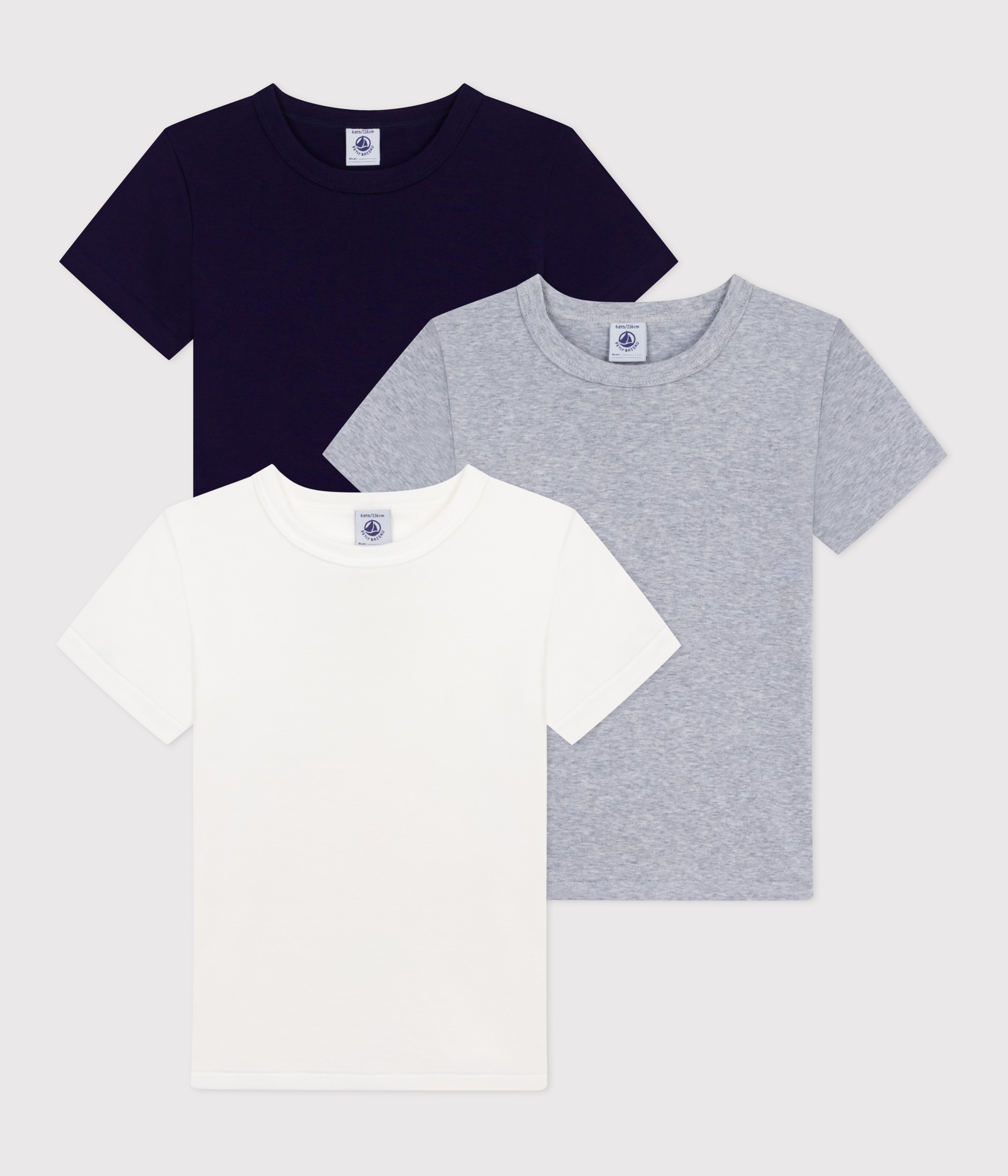 Set di T-shirt a maniche corte in cotone tinta unita bambino variante 1 A0FLA00 | Petit Bateau