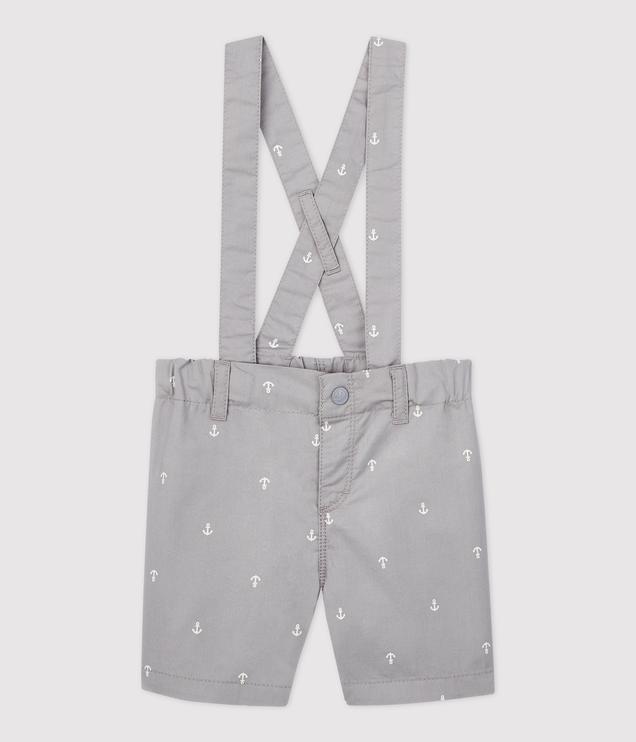 Shorts con bretelle in tessuto serge bebè maschio