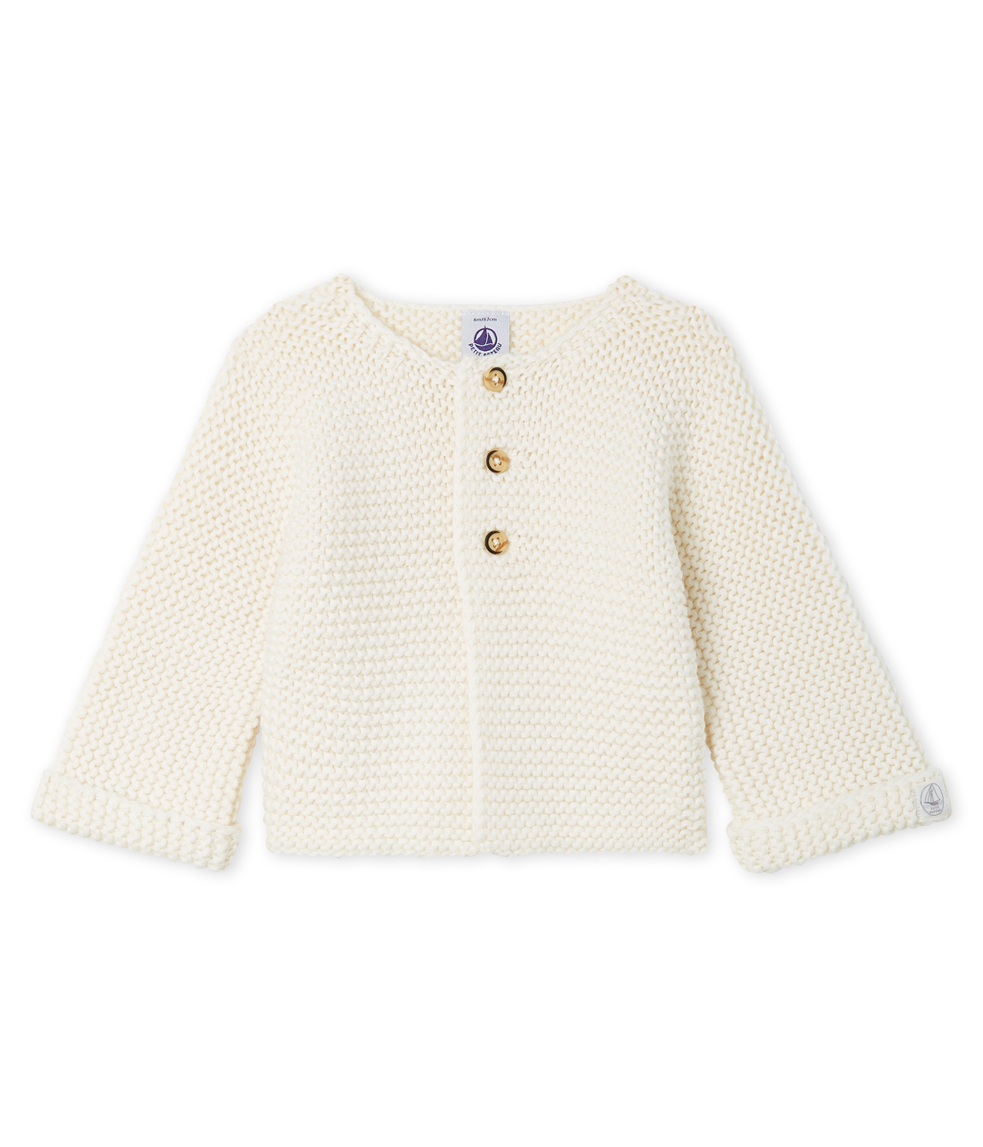 Cardigan in lana e cotone a punto legaccio bebè femmina