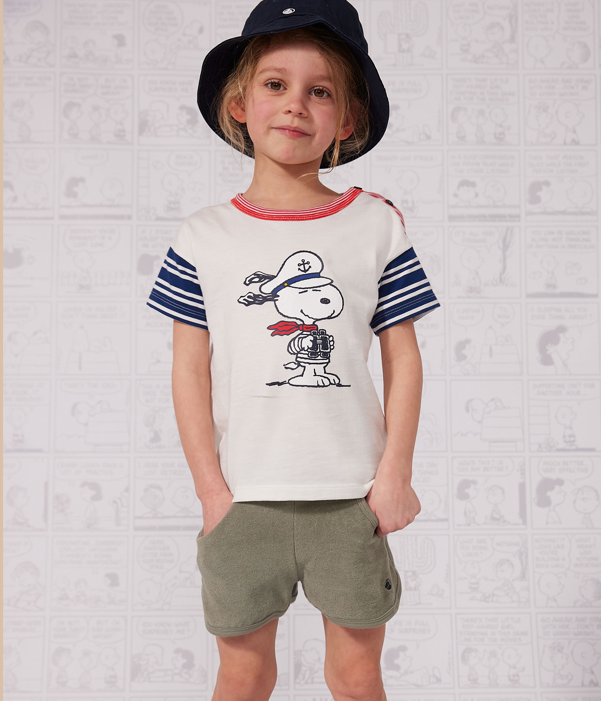 T shirt bambino unisex a maniche corte in cotone MARSHMALLOW MULTICO Petit Bateau