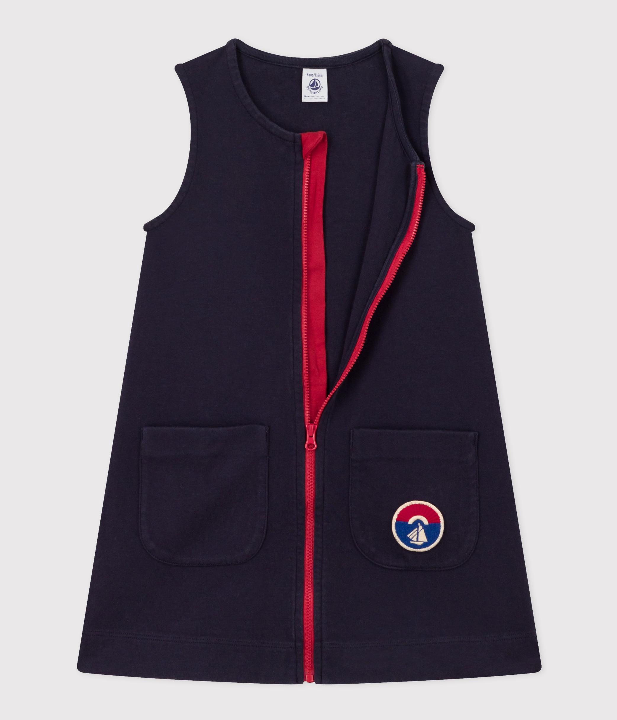 Abito smanicato in cotone bambina